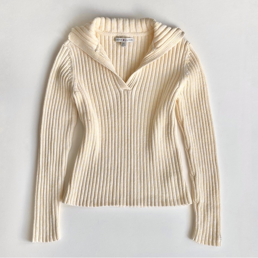 Tommy Hilfiger Baby Yellow Ribbed V-Neck Sweater